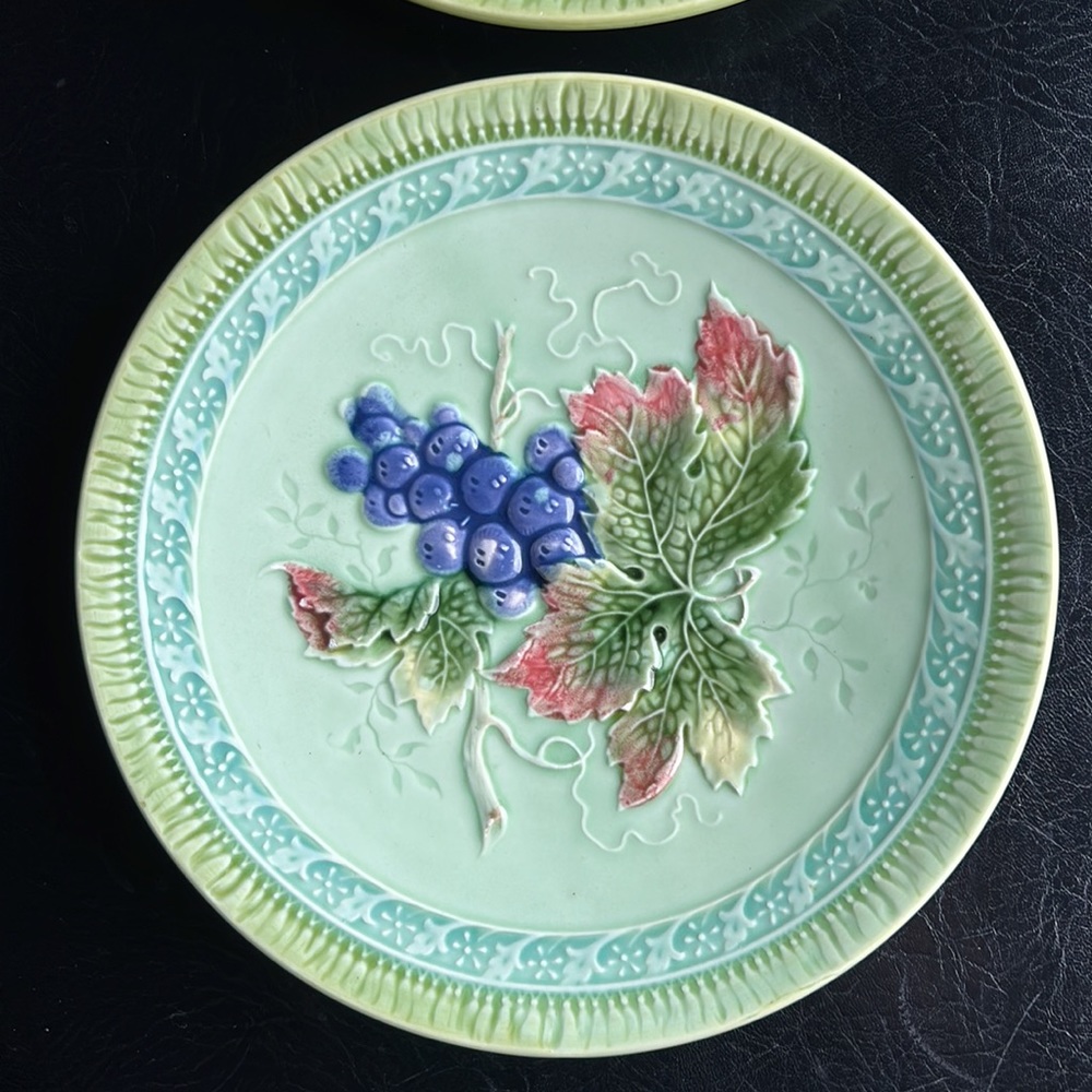 Black Forest Art Pottery Erphila Germany Majolica  Bread Plates Set 3 Vintage - Picture 4 of 10